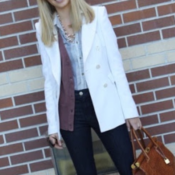 Zara white double breasted blazer coat